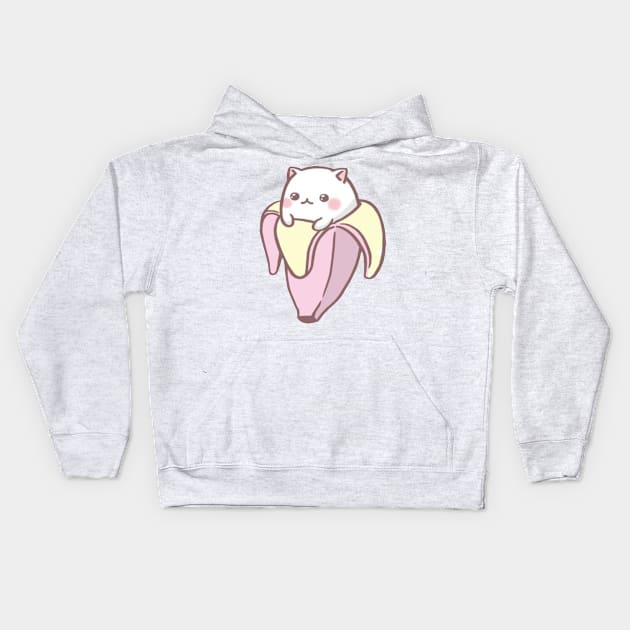 Cute Meow Banana Kids Hoodie by euror-design